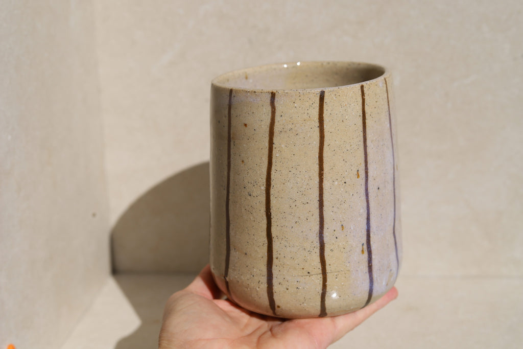Utensil Holder - Espresso Pinstripe