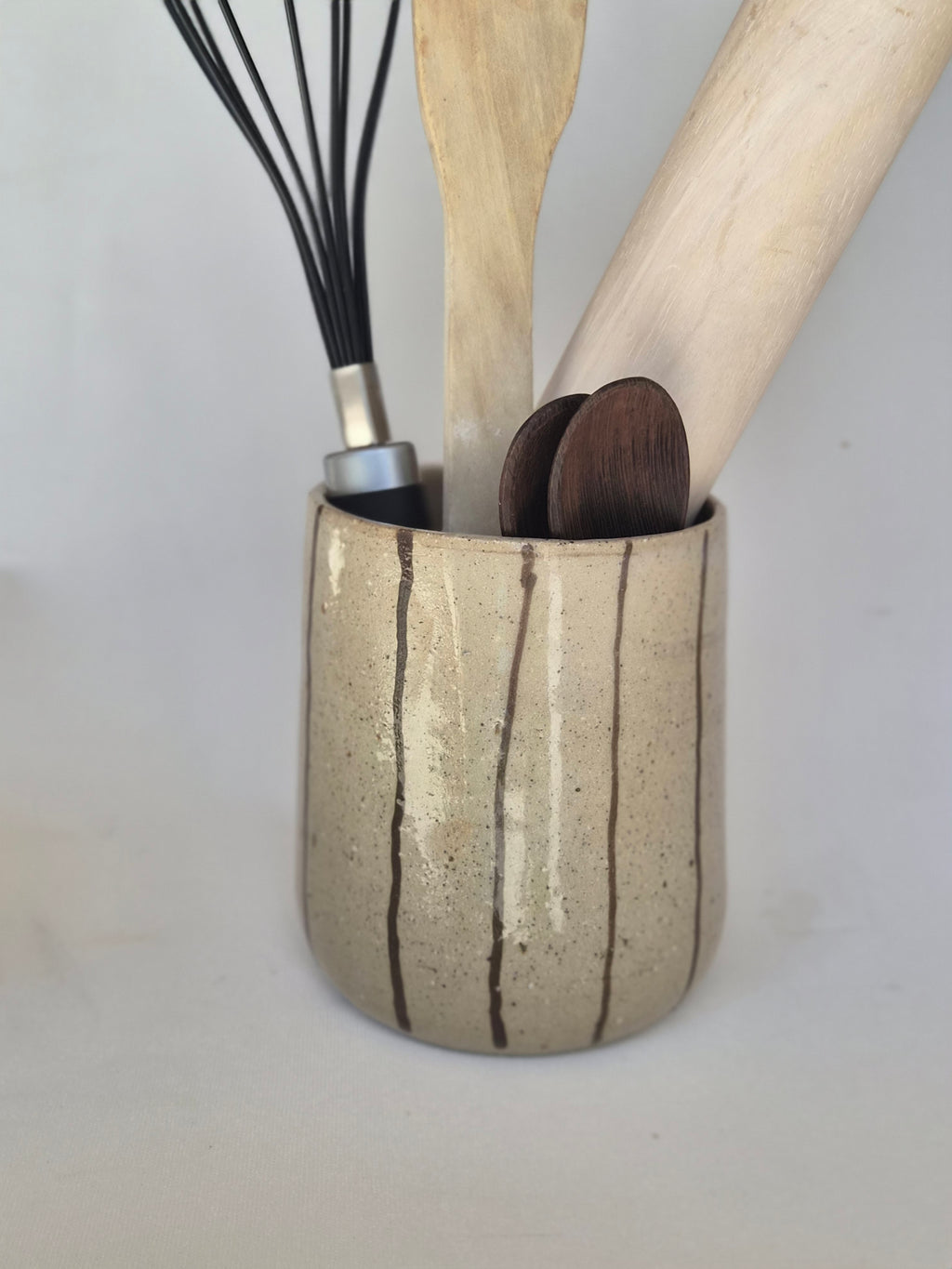 Utensil Holder - Espresso Pinstripe