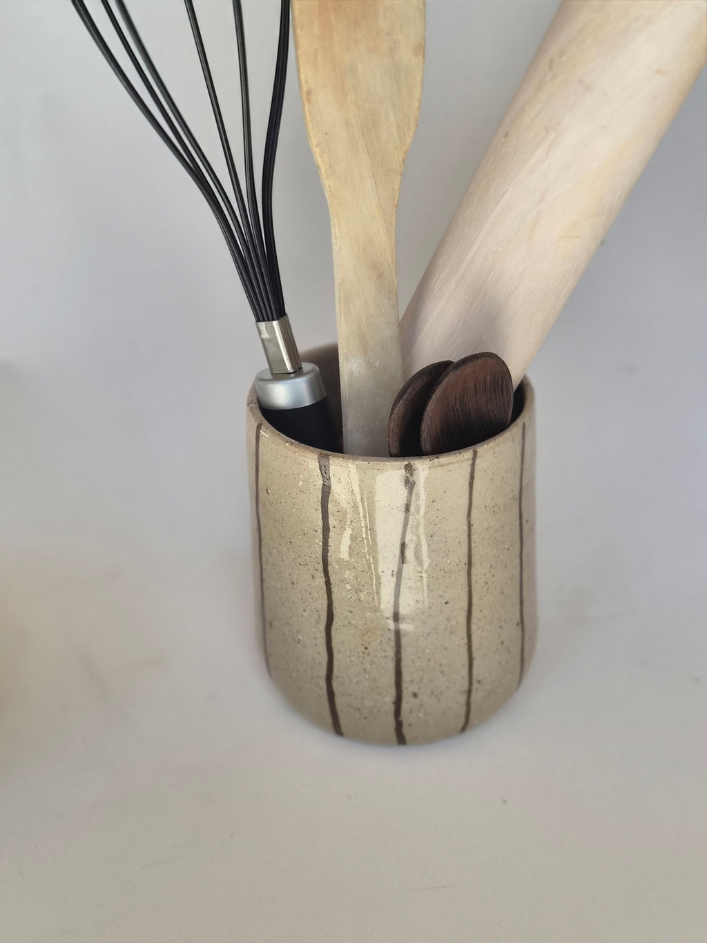 Utensil Holder - Espresso Pinstripe